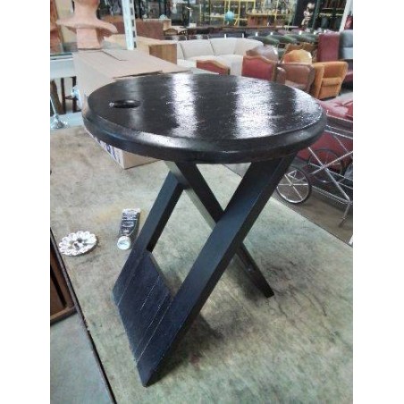 TABOURET PLIANT BOIS NOIR ROGER TALLON ANNÉES 80