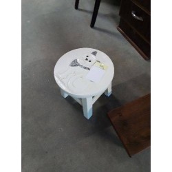 PORTE PLANTE BOIS ÉCRU AU CHAT
