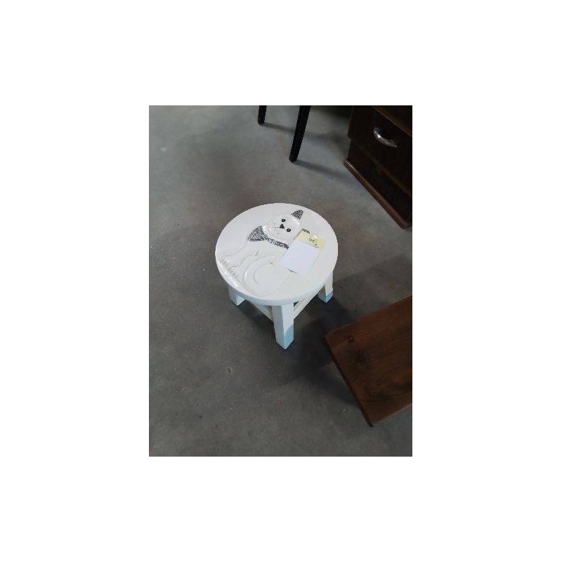 PORTE PLANTE BOIS ÉCRU AU CHAT