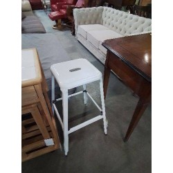 TABOURET DE BAR MÉTAL BLANC 