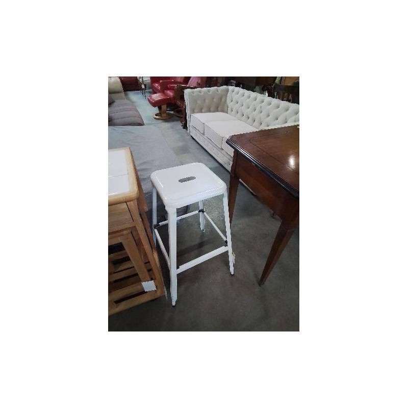 TABOURET DE BAR MÉTAL BLANC 