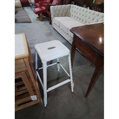 TABOURET DE BAR MÉTAL BLANC 
