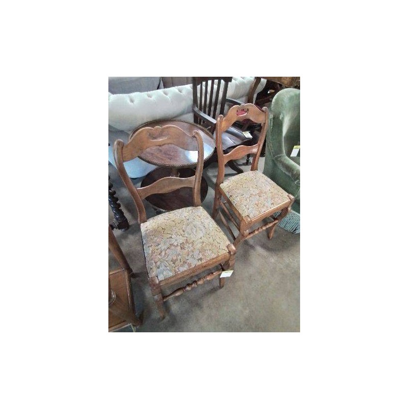 PAIRE DE CHAISES LOUIS PHILIPPE BOIS DOSSIER A POIGNÉE ASSISE TISSU FLEURI 