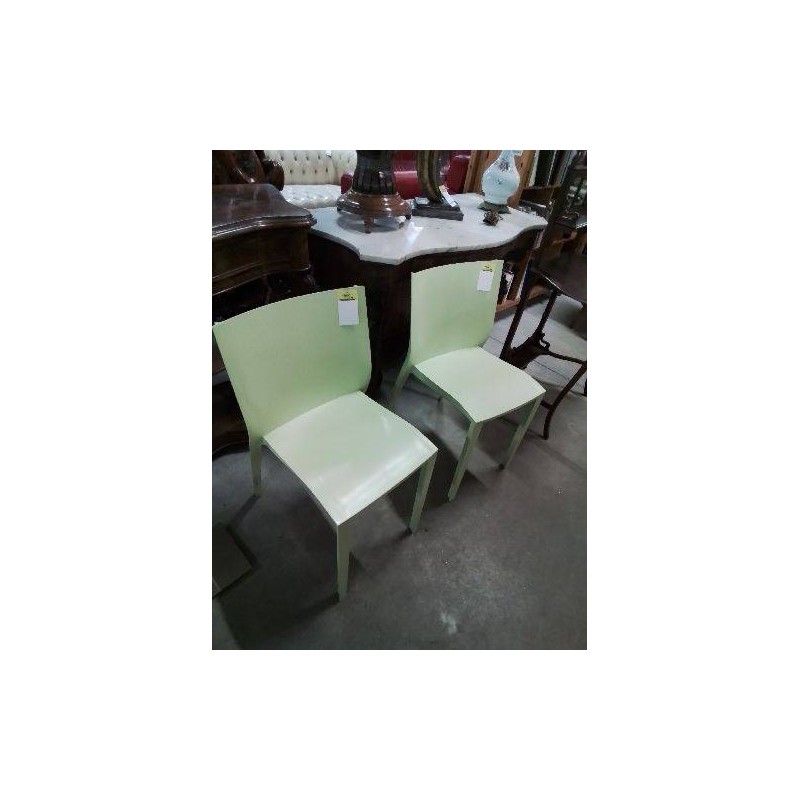 PAIRE DE CHAISES RESINE VERTE SLICK SLICK XO STARCK
