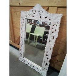 MIROIR BOIS ÉCRU SCULPTÉ 