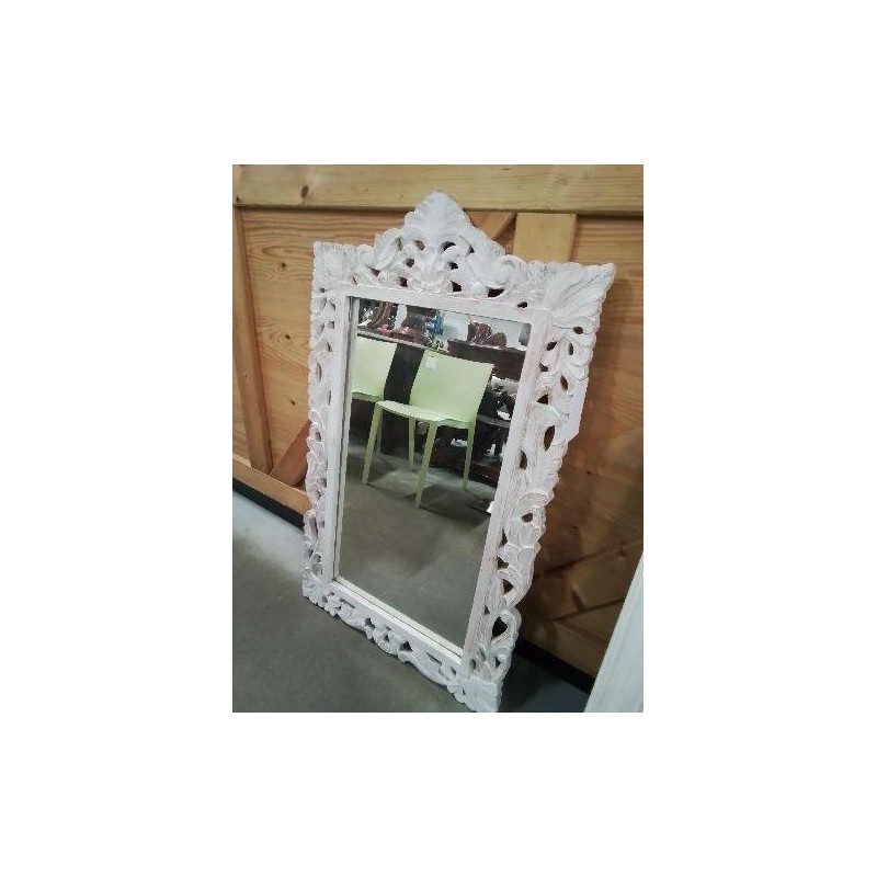 MIROIR BOIS ÉCRU SCULPTÉ 