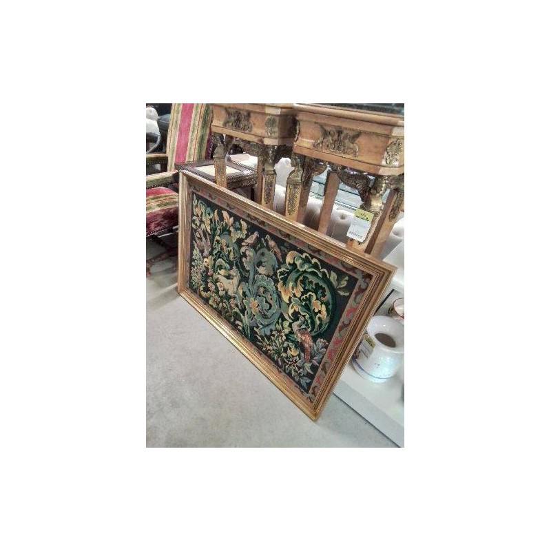 TAPISSERIE LICORNE ET FLEURS CARDE DORÉ 