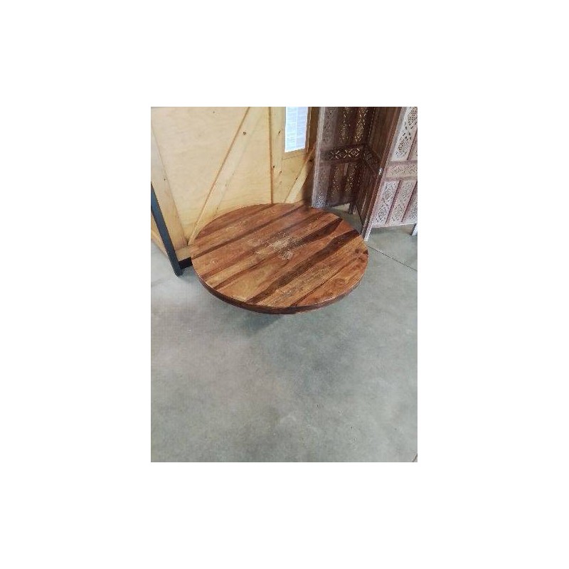 TABLE BASSE RONDE BOIS EXOTIQUE GRAVÉ 