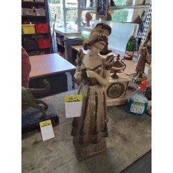 STATUETTE PLATRE PEINT FEMME A LA ROBE DIDOIS / VAN HASSELT BRUXELLES DÉBUT XXE 57CM