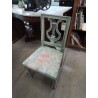 CHAISE BOIS VERT DOSSIER LYRE ASSISE TISSU VERT FLEURI STYLE LOUIS XVI