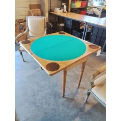 TABLE DE JEU BOIS CLAIR GARNITURES BRONZE XIXE
