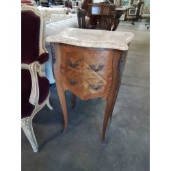 COMMODE GARNITURES BRONZE 2 TIROIRS DESSUS MARBRE STYLE LOUIS XV 