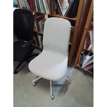 CHAISE DE BUREAU A ROULETTES PIÈTEMENT MÉTAL BLANC ASSISE TISSU TAUPE