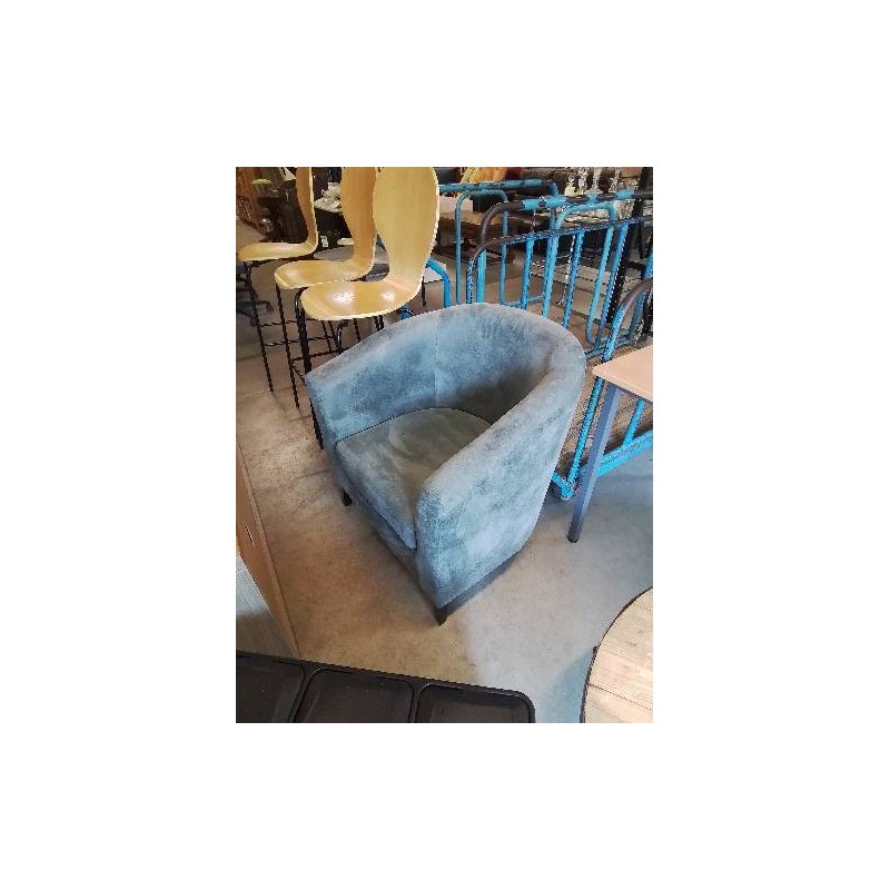 FAUTEUIL GONDOLE TISSU TAUPE PIEDS BOIS NOIR
