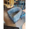 FAUTEUIL GONDOLE TISSU TAUPE PIEDS BOIS NOIR