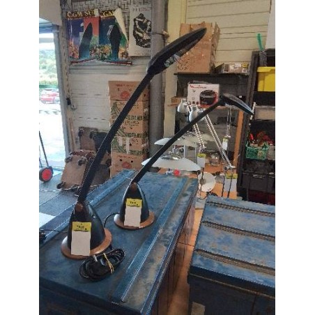 LAMPE DE BUREAU RÉSINE NOIR SOCLE BOIS UNILUX 