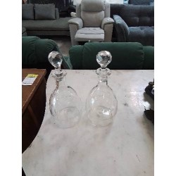 PAIRE DE CARAFES VERRE SOUFFLE TAILLÉ 