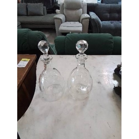 PAIRE DE CARAFES VERRE SOUFFLE TAILLÉ 