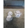 SUCRIER ET 2 TASSES AVEC SOUCOUPES PORCELAINE CHINE KUTANI DÉBUT XXE