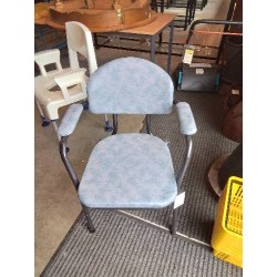 FAUTEUIL D’AISANCE METAL NOIR ET PU BLEU