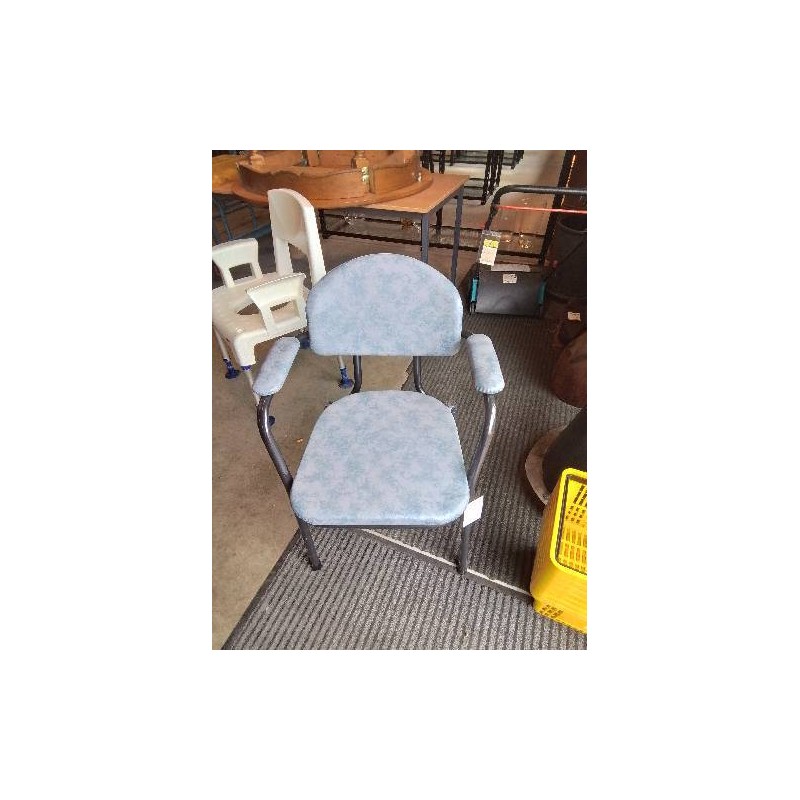 FAUTEUIL D’AISANCE METAL NOIR ET PU BLEU