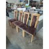 4 CHAISES CHÊNE CLAIR ASSISE ET DOSSIER CAPITONNÉ TISSU CHOCOLAT PIERSON 