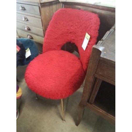 CHAISE MOUMOUTE ROUGE PIÈTEMENT MÉTAL DORÉ ANNÉES 70