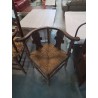 FAUTEUIL DE COIN BOIS SCULPTÉ ASSISE PAILLÉE BICOLORE DÉBUT XXE