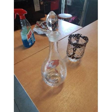 CARAFE VERRE DÉCOR FLEURS 