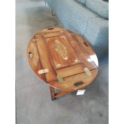  TABLE BASSE MAJORDOME BOIS MARQUETÉ A INCRUSTATION LAITON