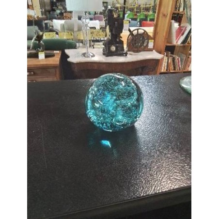 PRESSE PAPIER VERRE BULLÉ TEINTÉ BLEU BIOT