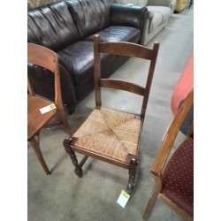 CHAISE BOIS PAILLÉ A ENTRETOISE DOSSIER 2 BARREAUX 