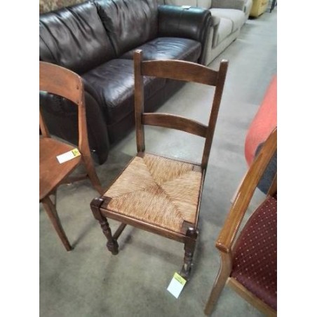 CHAISE BOIS PAILLÉ A ENTRETOISE DOSSIER 2 BARREAUX 