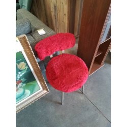 CHAISE MOUMOUTE ROUGE PIÈTEMENT METAL DORÉ ANNÉES 70