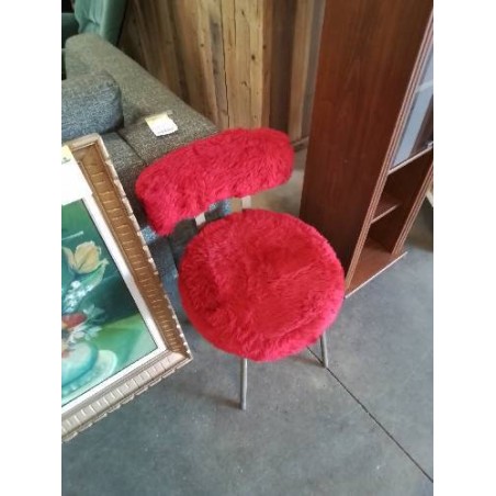CHAISE MOUMOUTE ROUGE PIÈTEMENT METAL DORÉ ANNÉES 70