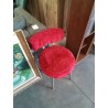 CHAISE MOUMOUTE ROUGE PIÈTEMENT METAL DORÉ ANNÉES 70