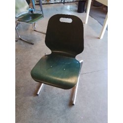 CHAISE D’ACCEUIL A POIGNÉE PIÈTEMENT MÉTAL CHROMÉ ASSISE BOIS VERT SOUVIGNET