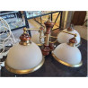 LUSTRE 3 FEUX VERRE OPALESCENT BOIS ET LAITON