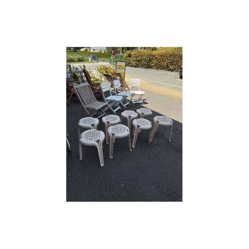 TABOURET DE JARDIN RÉSINE CRÈME 