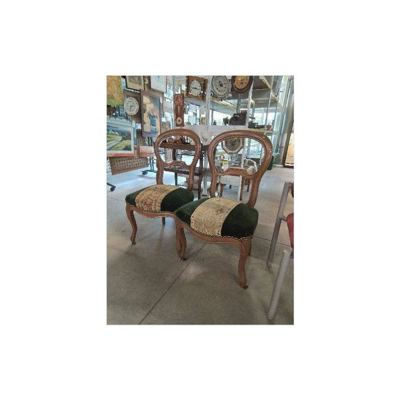 CHAISE NAPOLÉON III TISSU VERT OCRE 