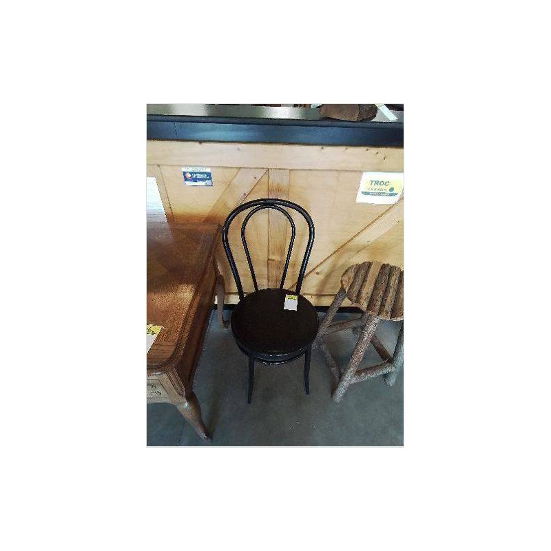 CHAISE BISTROT METAL NOIR DOSSIER CINTRÉ ASSISE PU NOIR