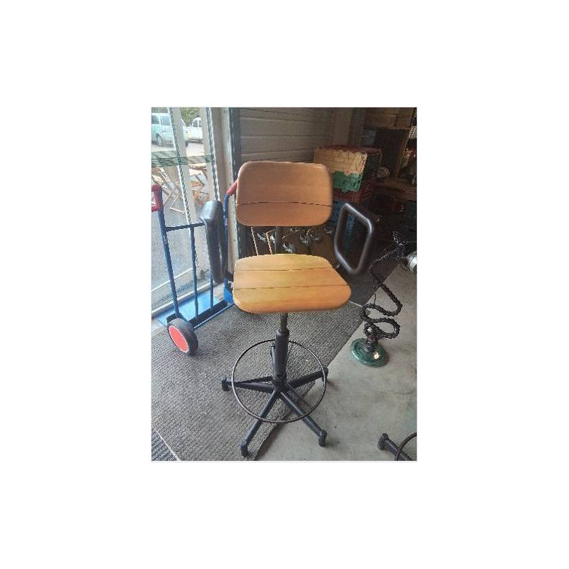 TABOURET DE BAR RÉGLABLE HAUTEUR MÉTAL ET BOIS CLAIR  MARTIN STOLL MODÈLE H2
