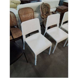 CHAISE MÉTAL BLANC ASSISE ET DOSSIER RÉSINE BLANC