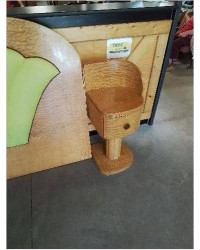 ENSEMBLE TÊTE DE LIT ET SES 2 CHEVETS ANGLAIS ART DECO  BOIS CLAIR ET CUIR VERT 