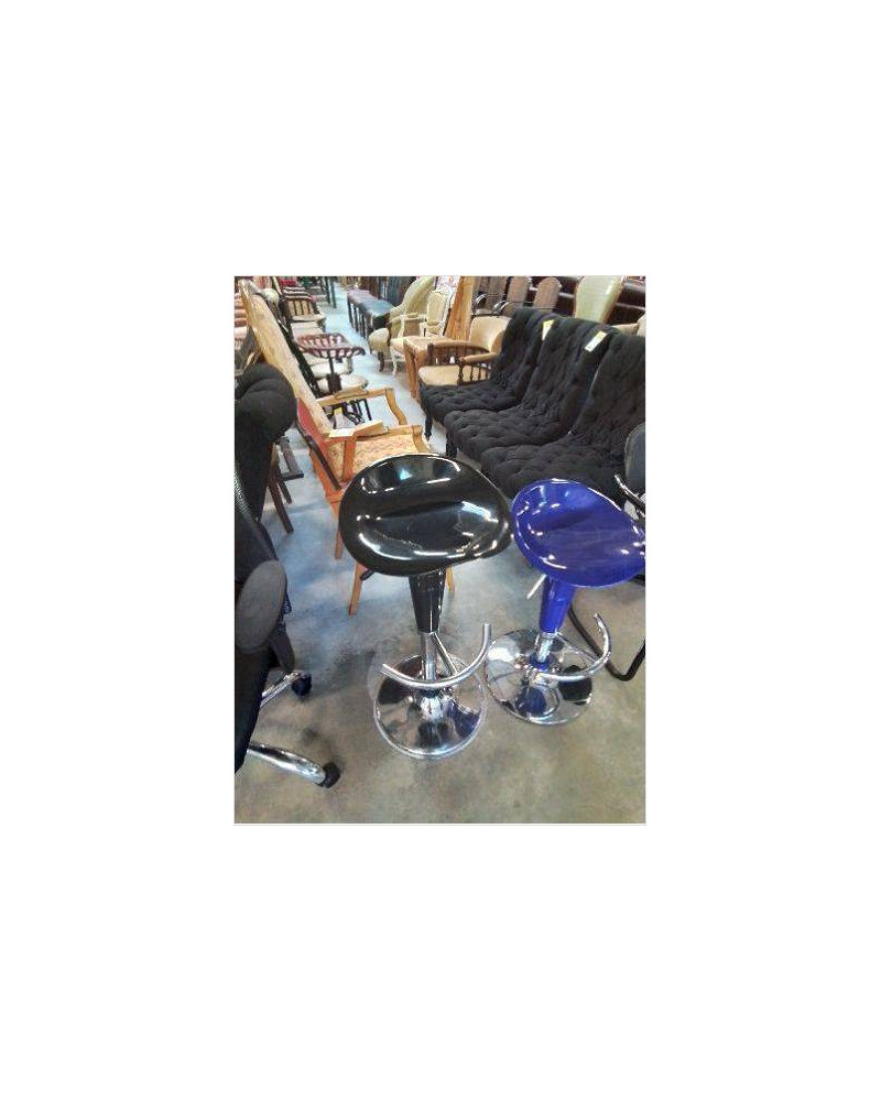 TABOURET DE BAR PIÈTEMENT MÉTAL CHROMÉ ASSISE RÉSINE NOIR 