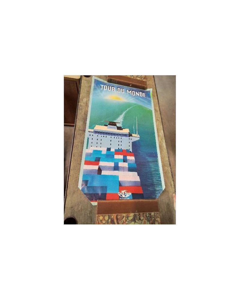 AFFICHE OFFSET  CMA CGM THE FRENCH LINE TOUR DU MONDE AGENCE ANIS 2000 98X56