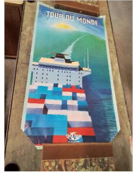 AFFICHE OFFSET  CMA CGM THE FRENCH LINE TOUR DU MONDE AGENCE ANIS 2000 98X56