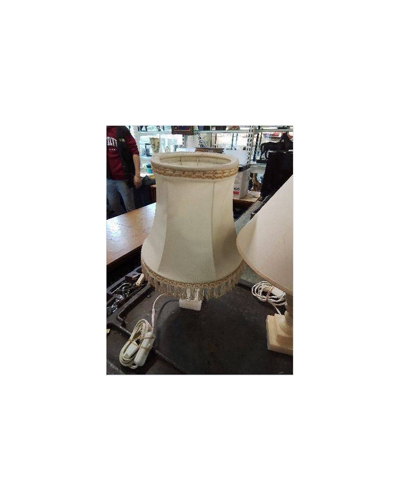 LAMPE ALBATRE BLANC AJ ECRU A FRANGES 