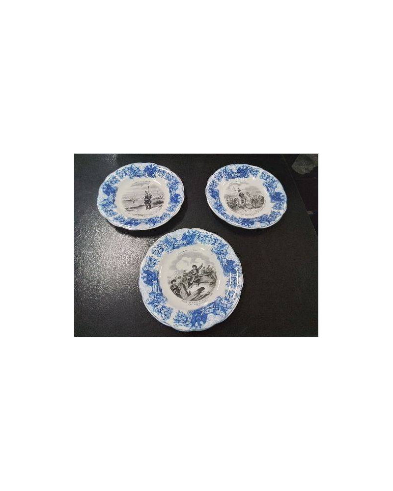 3 ASSIETTES CÉRAMIQUE EXPÉDITION D ORIENT GIEN 1845