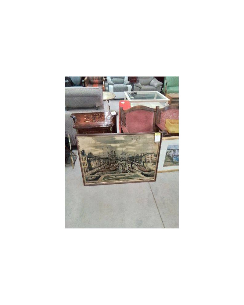 TABLEAU REPRODUCTION BASSIN DU COMMERCE PORT DU HAVRE BERNARD BUFFET